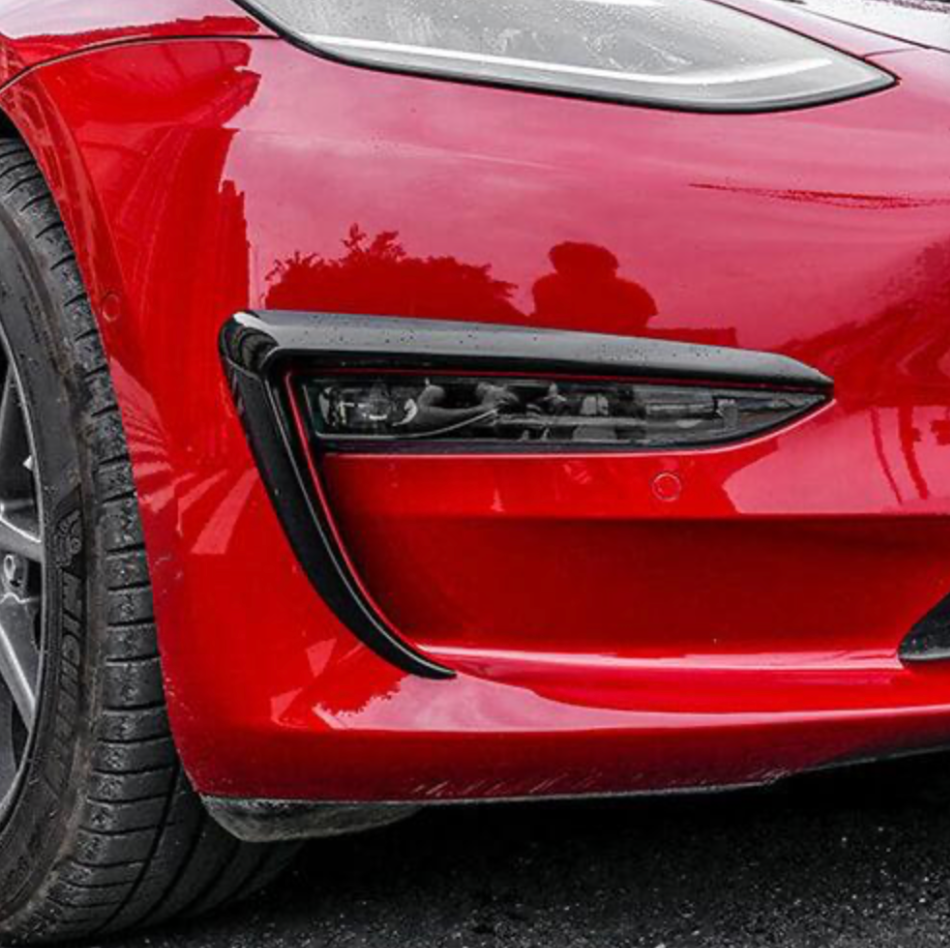 Tesla Model Y 2023+ Aero Style Front Fog Lamp Frame - Gloss Black