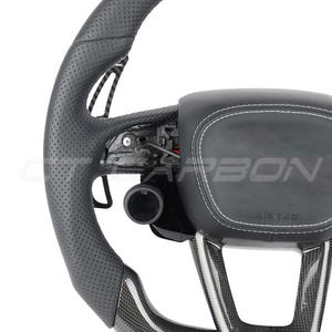 AUDI RSQ3/RSQ5/RSQ8 PERFORATED LEATHER / CARBON FIBRE FLAT BOTTOM CUSTOM STEERING WHEEL