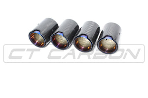 CT CARBON Splitter BMW M2/M3/M4/M5 F10/F80/F82/F83/F87 CARBON FIBRE EXHAUST TIPS - BURNT ENDS x4