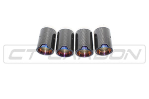 CT CARBON Splitter BMW M2/M3/M4/M5 F10/F80/F82/F83/F87 CARBON FIBRE EXHAUST TIPS - BURNT ENDS x4