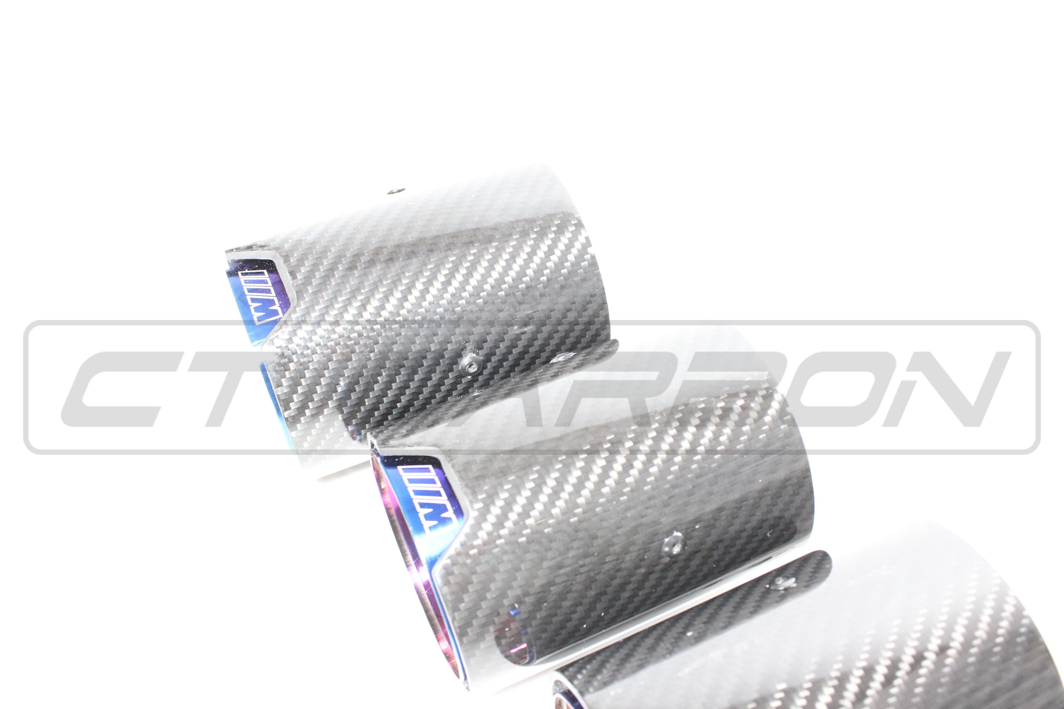 CT CARBON Splitter BMW M2/M3/M4/M5 F10/F80/F82/F83/F87 CARBON FIBRE EXHAUST TIPS - BURNT ENDS x4