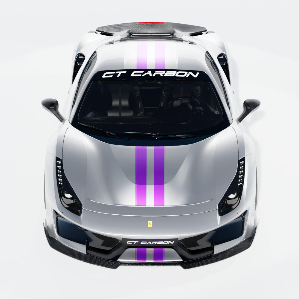 FERRARI 488 PISTA CARBON FIBRE SPLITTER - CT DESIGN
